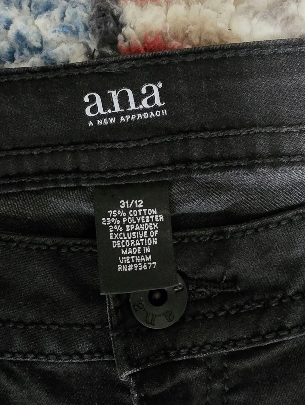 a.n.a Black Straight Leg Jeans Size 12 31 High Rise Stretch Denim Classic